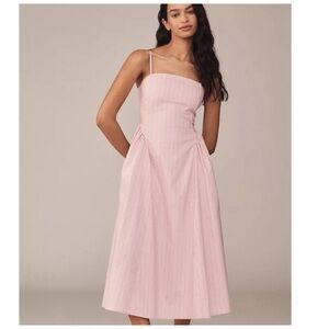 MWT Anthropologie Maeve Sleeveless Fitted A-Line Midi Dress in Pink, XL